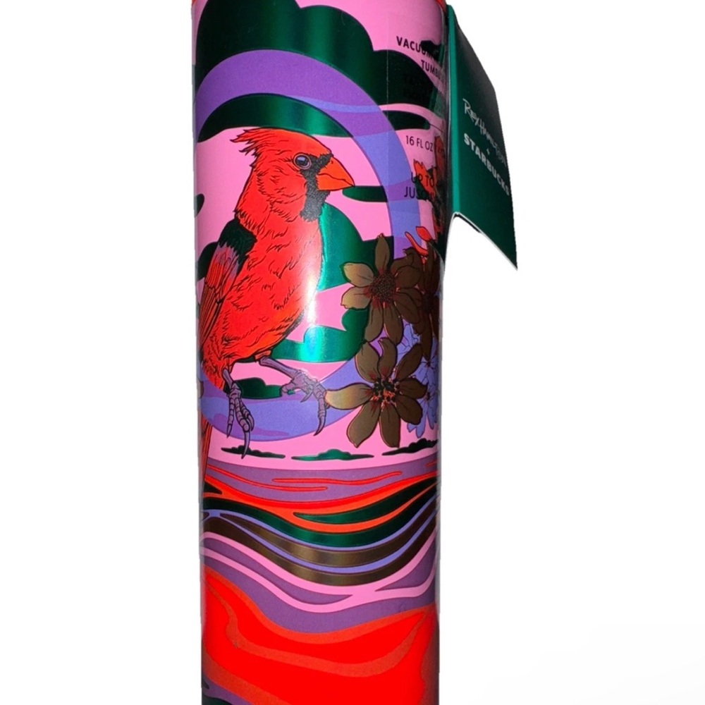 Brand New/Never Used Rex Hamilton Cardinal Floral Starbucks Tumbler